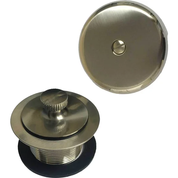 Cavalier Brushed Satin Nickel Bathtub Tub Drain Lift Turn 1 1/2" One Hole Plate