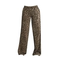 thumbnail image 3 of Casual Pants for Women Elastic Waist Loose Casual Patchwork Leopard Print Wide Leg Trousers, 3 of 3