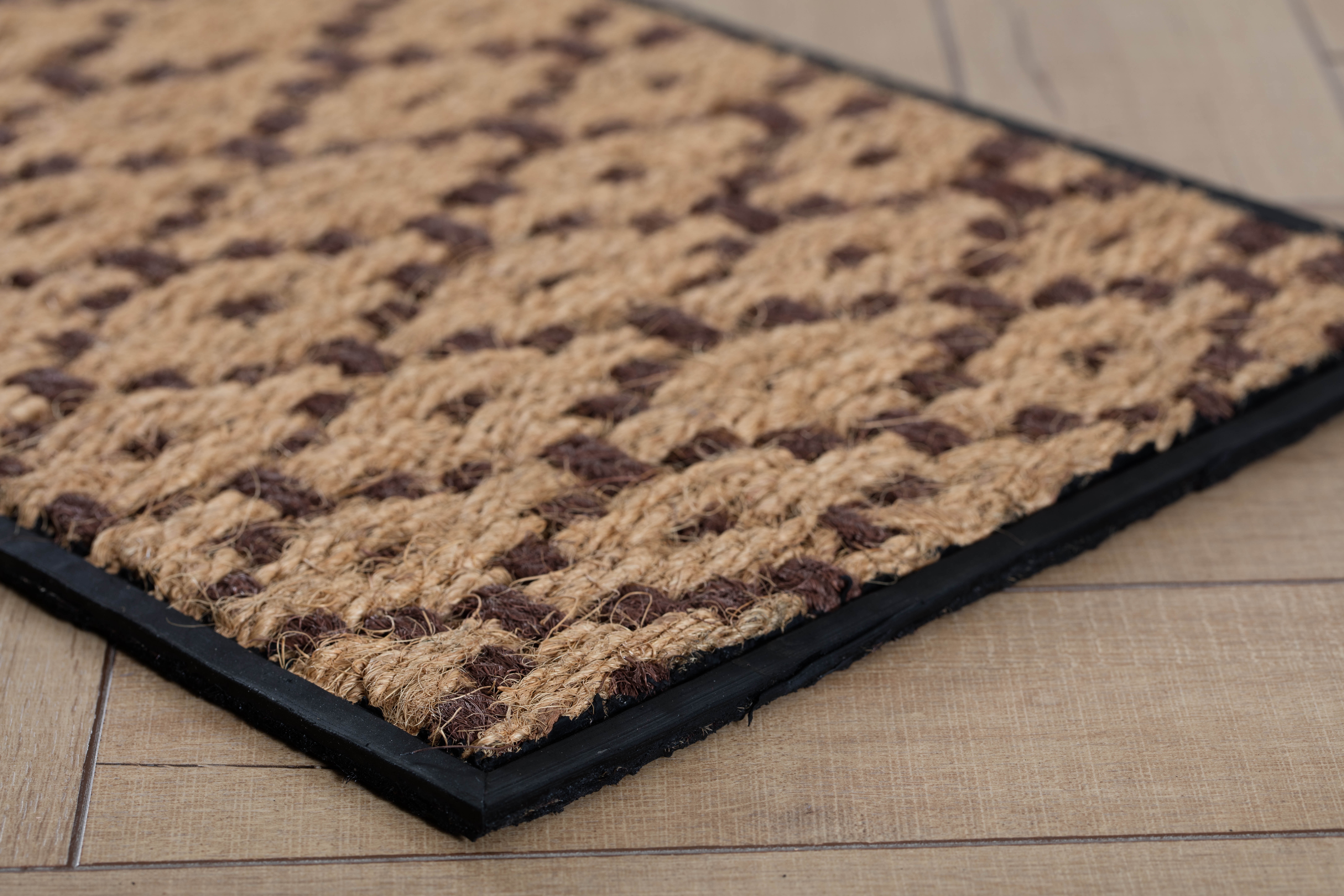 Black Metal Boot Tray with Tan & Dark Brown Coir Insert