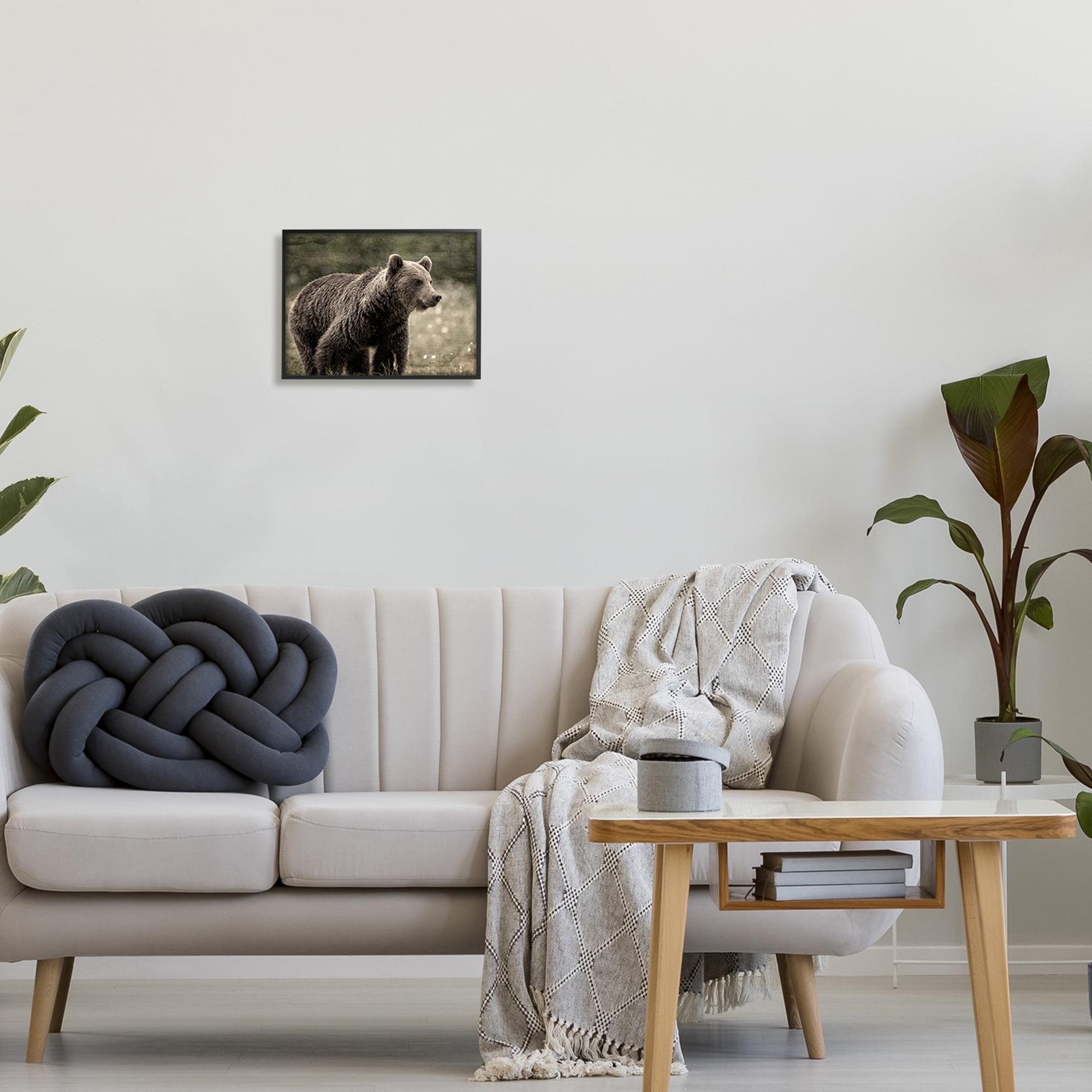 Stupell Industries Brown Bear Wildlife Animals & Insects Painting Black Framed Art Print Wall Art, 14 x 11