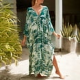 thumbnail image 2 of WTOBBY Women's Beach Cover-Up Swimsuit Bikini Outerwear Flowy Long Sleeve Dress Swimsuit Cape Jacket for Summer Poolside Resort Wear,Army Green One Size, 2 of 5