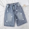 thumbnail image 5 of Hiijoy Girls Jean Shorts Star Casual Pockets Shorts Button High Rise Elastic Waist Shorts, 5 of 7