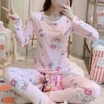 thumbnail image 2 of Nouveau Kawaii Sanrio Hello Kitty Pyjama Chaud Mignon Dessin Animé Femme Automne Hiver Mince Plus Velours Col Rond Ensemble de Survêtement, 2 of 2