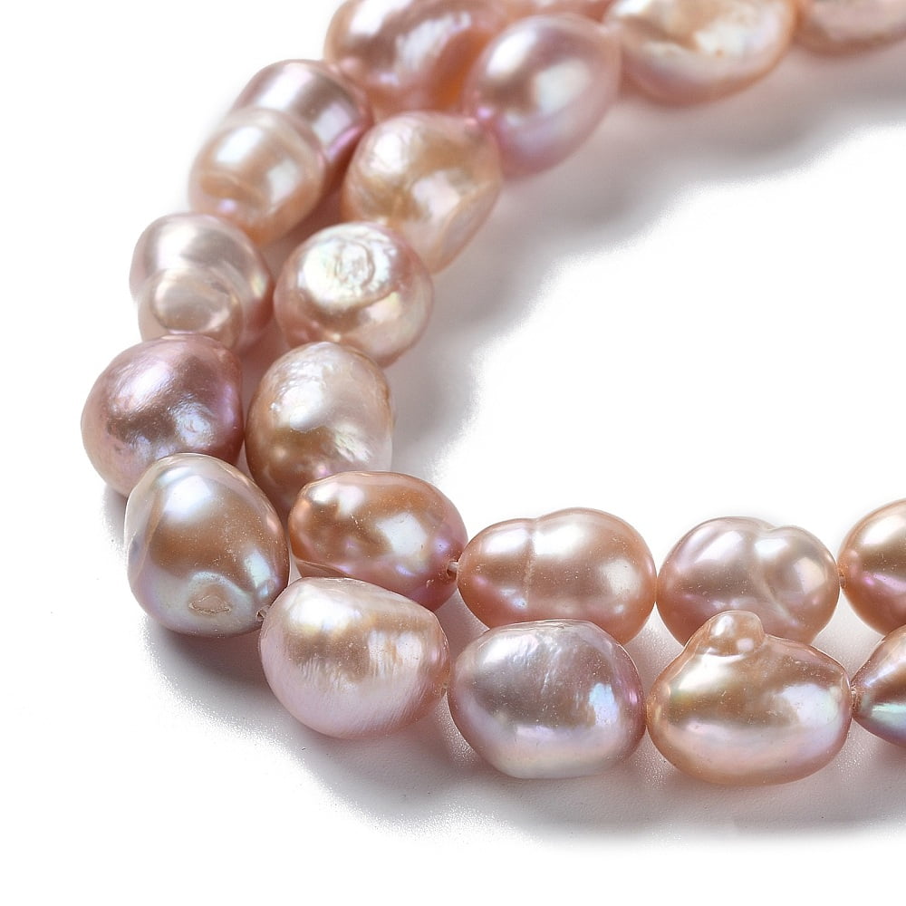 Natural Cultured Freshwater Pearl Beads Strands Two Side Polished Grade 4A PeachPuff 10~12x9~10x7~9mm Hole: 0.6mm 32pcs/strand 13.78''(35~35.5cm)