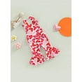 thumbnail image 3 of Sedceaty Baby Kid Girls Jumpsuit, Sleeveless Flower/Heart Print Long Flare Pants for Party Casual, 3 of 9