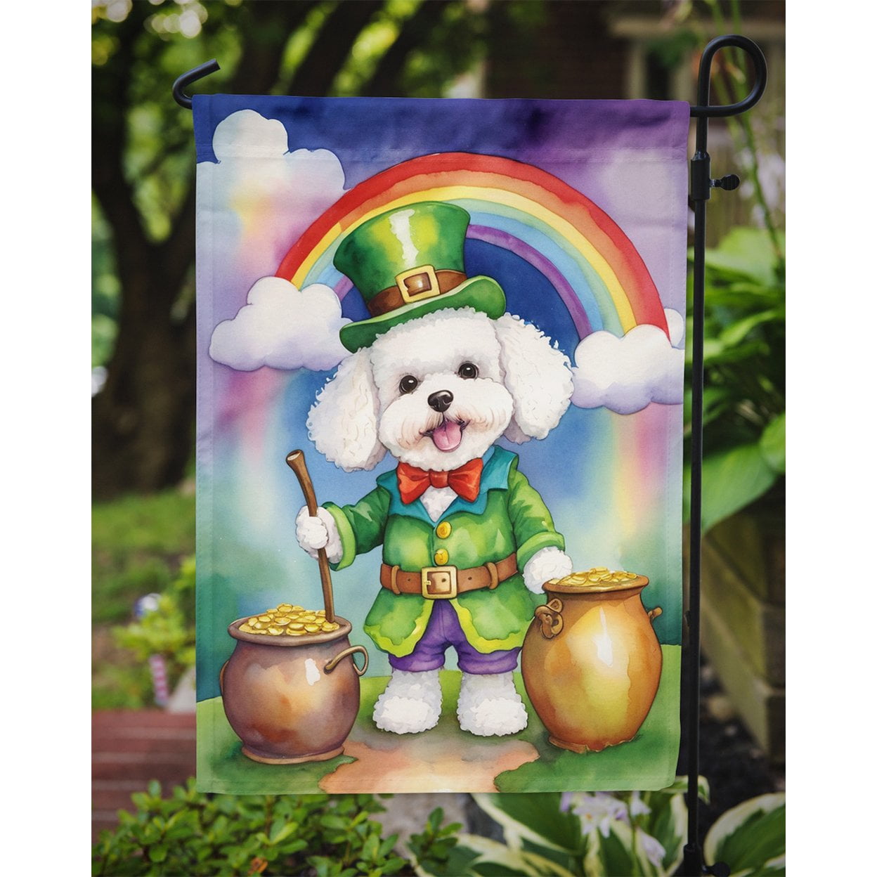 Bichon Frise St Patrick's Day Garden Flag 11.25 in x 15.5 in