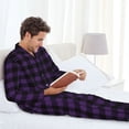 thumbnail image 6 of Naloa Purple Black Plaid Men’s Pajamas Set - Long Sleeve Button Down Sleep Shirt and Pajama Bottoms Sleepwear Set-XX-Large, 6 of 7