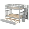 thumbnail image 5 of Bellemave Full Over Full Stairway Bunk Beds with Trundle,Solid Wood Full Size Bunk Bed with Stairs,Detachable Bunk Bed Can be Converted Into 3 Separate Beds for Kids,Girls,Boys(Gray), 5 of 11