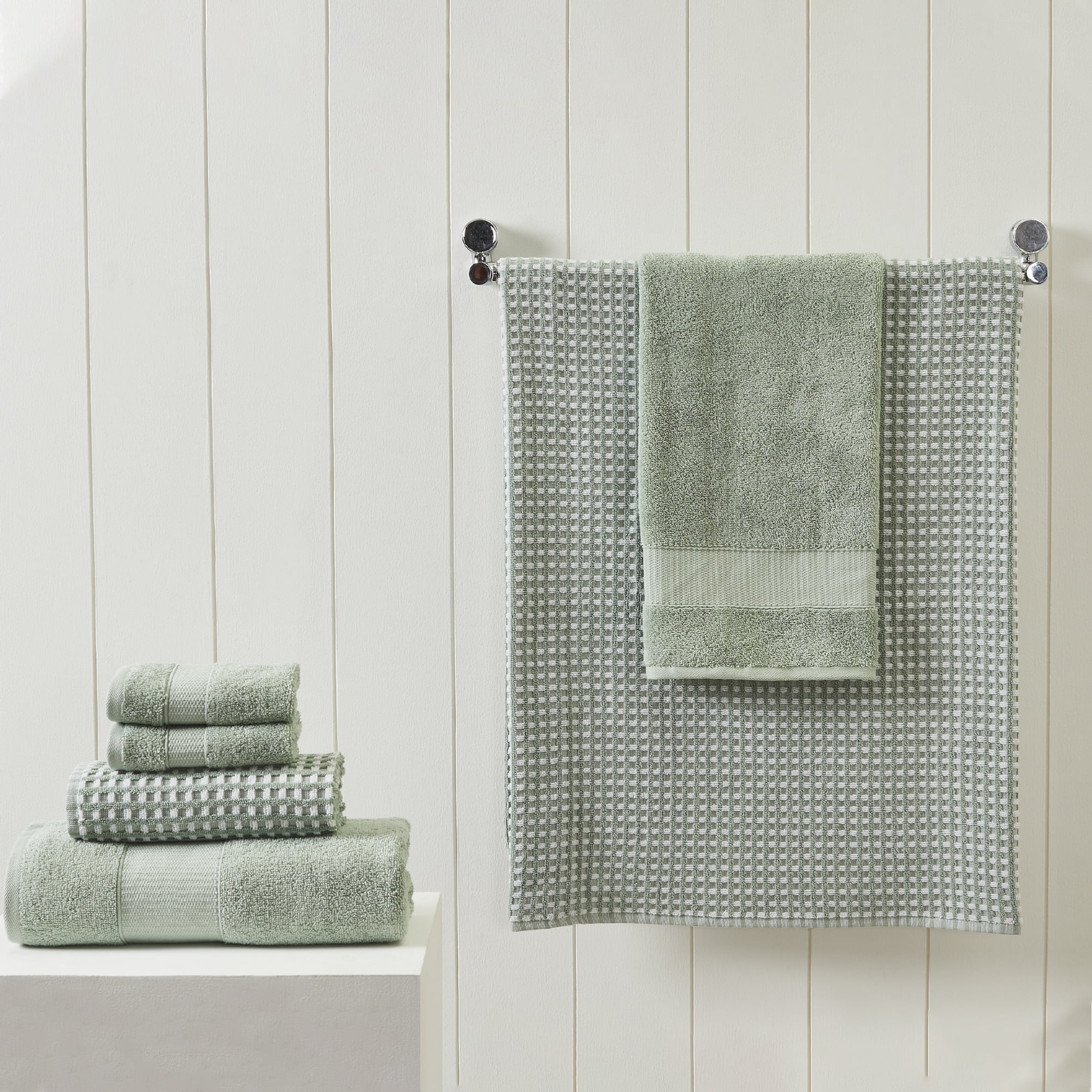 Modern Threads Cobblestone 6-Piece Adult Cotton Bath Towel Set, Green