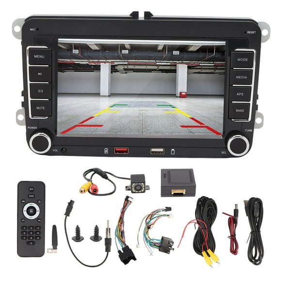 Car MP5 Player, Hands Free Call Car Stereo Steering Wheel Control Reset Button 7 Inch Touch Screen Multi Language Support Reversing Image For Car