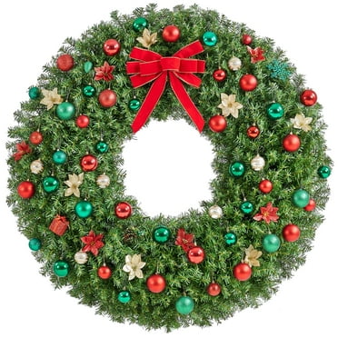 Alden Design 60in Artificial Christmas Wreath with 300 LED Lights, Green