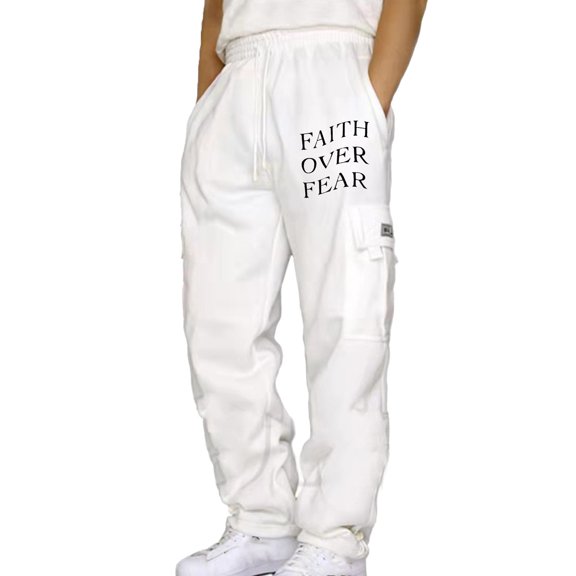 YUHAOTIN Mens Joggers Slim Fit Polyester Men's Fitness Running Pants with Loose Waist Wide Feet Solid Color Pocket Loose Sweatpants Mens Sweatpants Open Bottom Tall Sweatpants for Teens