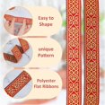 thumbnail image 4 of Jacquard Ribbon 7.66 Yards 3.3cm Wide Ethnic Style Jacquard Ribbons Red Floral Embroidery Trim Flower Polyester Trims for DIY Clothing Bag Sewing Decorations Gift Wrapping, 4 of 6