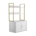 thumbnail image 2 of Cat Litter Box Enclosure Furniture, 27.6" Hidden Litter Box Cabinet, Metal Legs & 2-Tier Shelves, Waterproof Cat Washroom, Fits Most Litter Boxes, for Living Room, 2 of 9