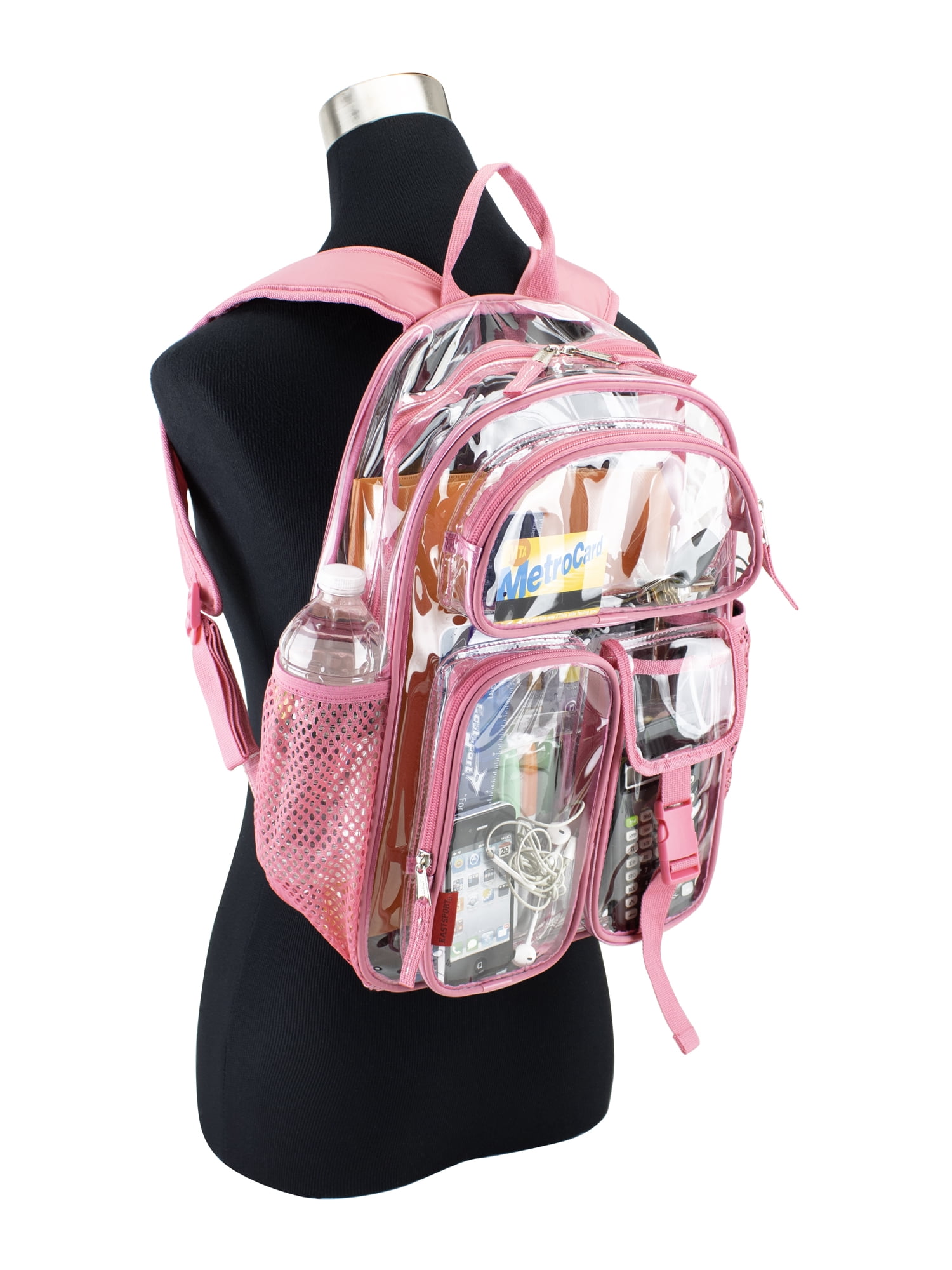 Eastsport Unisex 16" Junction Cargo Clear Backpack, Chateau Rose