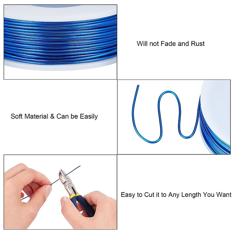 DIY Jewelry Kits with Aluminum Wire and Iron Side Cutting Pliers Blue 1mm about 23m/roll 6rolls/set for DIY