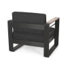 Noble House Ridgeway Aluminum Outdoor Club Chairs, Set of 2, Dark Gray and Natural