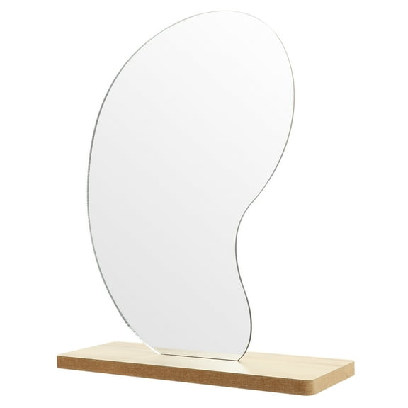 MERRYHAPY Multi-Color Wooden Vanity Mirror with Stand for Bedroom, Bathroom, Dressing Table, Desktop Accessory