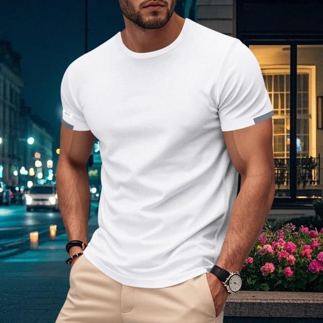 Styesk T Shirts for Man Men's Solid Color Short Sleeved Outdoor Running Sports Breathable Short Sleeve