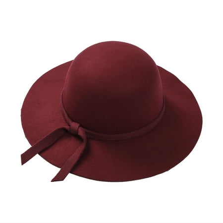 

Youweixiong Kids Vintage Hat Child Retro Fedora Hats Polyester Felt Wide Brim Floppy Sun Hat for Girl Aged 2-8 Years