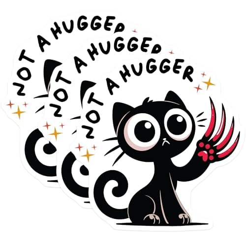 (3 Pack) Not A Hugger Decals - Grumpy Cat - Funny Sarcastic Laptop Stickers - 3 Inches On Longest Side - Easy Peel & Apply - Made in USA - 3MCS6108