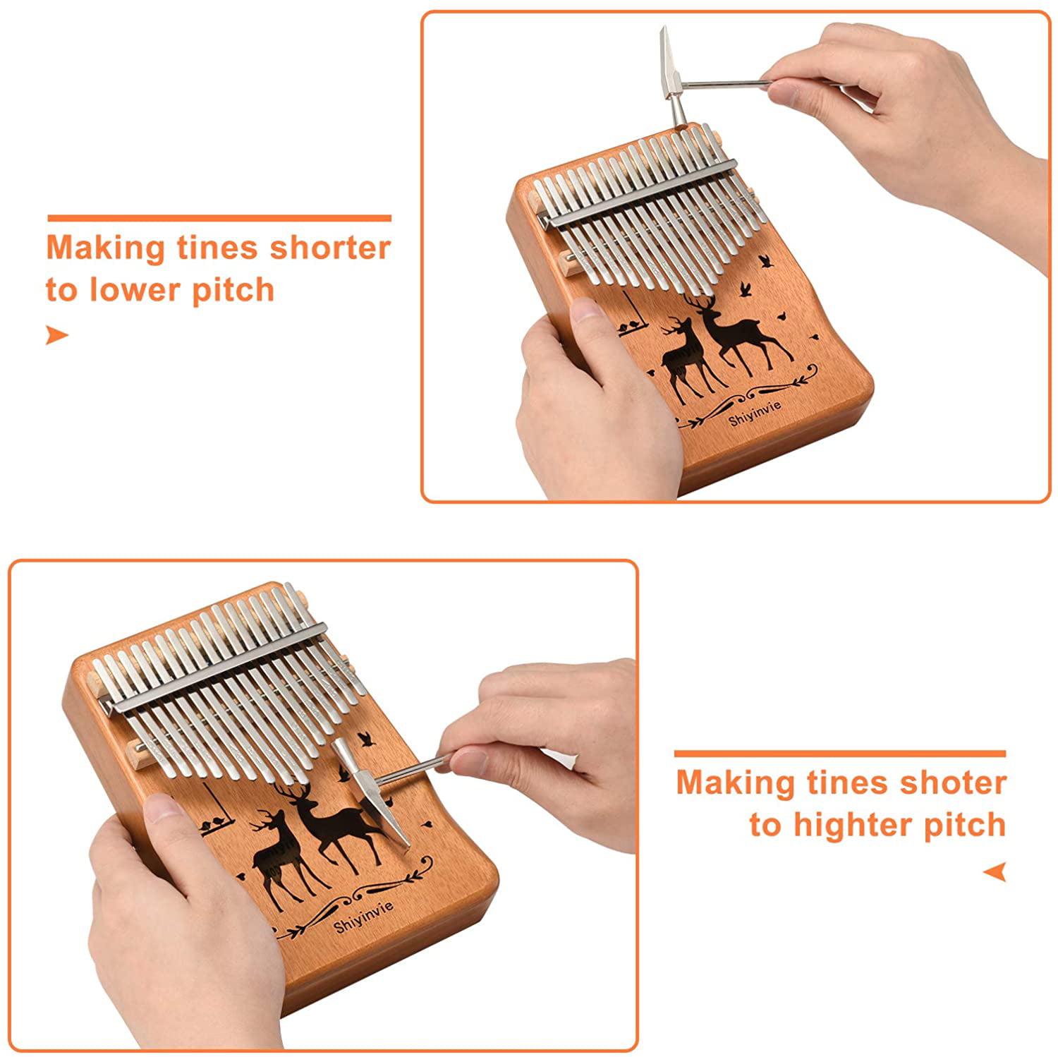 Gifts for Kids and Adults Beginners Kalimba 17 Keys Thumb Piano with Study Instruction and Tune Hammer Bnest Portable Finger Piano of Mahogany Wood 