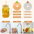 thumbnail image 3 of KAKOWELY 8pcs Wide Mouth Mason Jar Lids Regular Canning Lids Reusable Bamboo Jar Drinking Lids with Straw Hole,2.76"X2.76"X0.79", 3 of 4