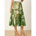 thumbnail image 3 of Unique Bargains Women's Floral Elastic Waist Chiffon Tiered A-Line Maxi Skirt M Deep Green, 3 of 5