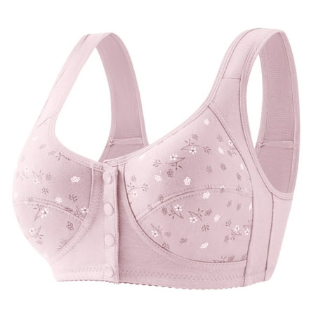 2DXuixsh Sports Bras for Women High Support Pack Women Full Cup Print Thin Underwear Plus Size Front Button Wireless Sports Lace Bra Cover Large Size Bras Knitting Cotton B 52/120
