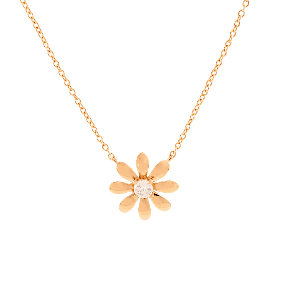 Daisy Flower Necklace with Adjustable Rose Gold Chain. Beautiful Floral Design for Woman, Great Birthday Gift.