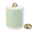 thumbnail image 3 of Ikat Piggy Bank, Various Sized Different Ikat Lines Blurred Vertical Axis Symmetrical Aesthetic, Ceramic Coin Bank Money Box for Cash Saving, 3.6" X 3.2", Mustard Blue Pink, by Ambesonne, 3 of 4