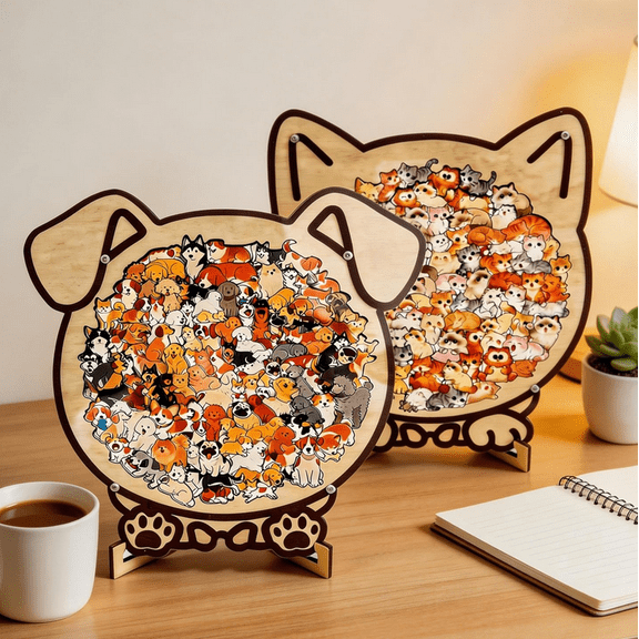 2026 Colored Dog Shaped Wooden Jigsaw Puzzle, Dogs Shaped Wooden Puzzle, Wooden Jigsaw Puzzles for Adults, Home Decor & Practical Gift for daily leisure use C