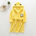 thumbnail image 2 of Boys Girls Kids Soft Flannel Bathrobe,Thickened Warm Hooded Sleep Robe with Waist Tie,Plush Cozy Loungewear for Fall Winter for 18-24 Months Toddler Pajamas,Yellow,Size 18-24 Months, 2 of 6