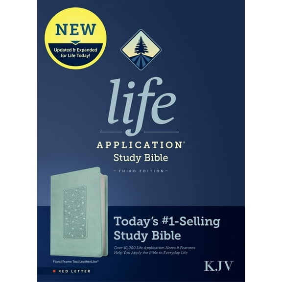 KJV Life Application Study Bible, Third Edition (Leatherlike, Floral Frame Teal, Red Letter), (Hardcover)