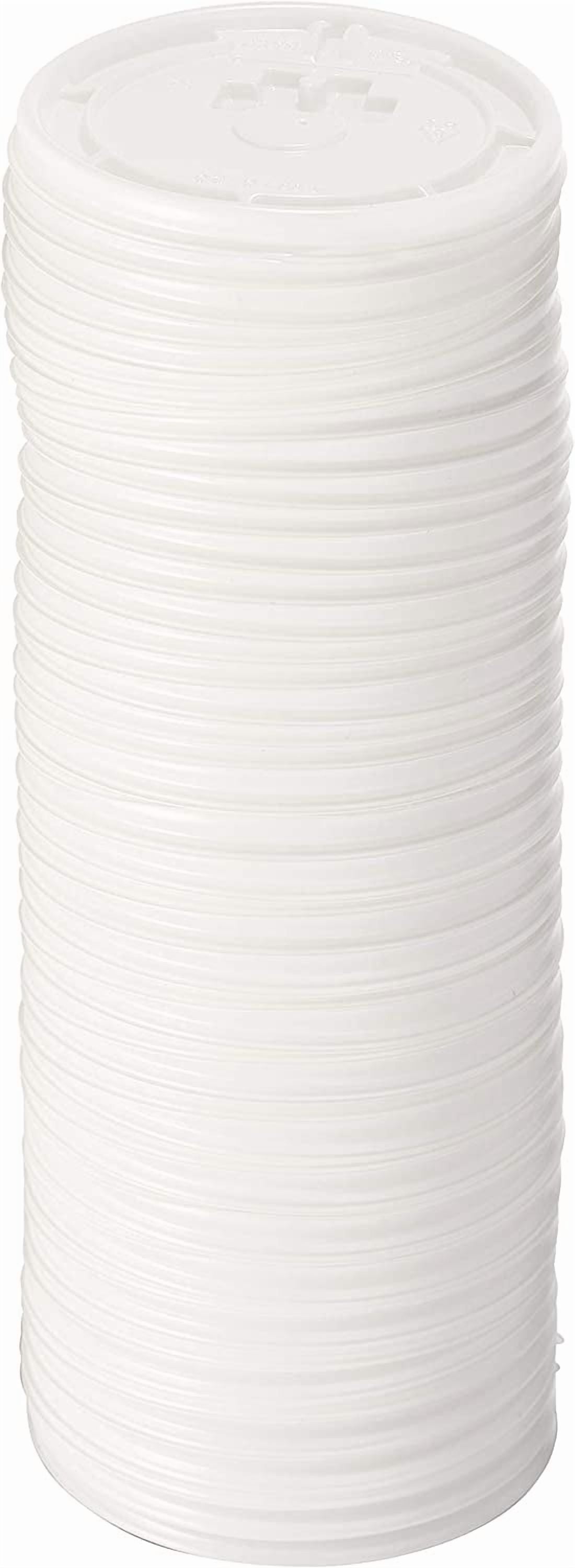 [100 Pack] White Flat Tear Back Lids for Hot Cup, Coffee Cup, Paper Cup - Universal Size Fits 10,12,16,20oz Disposable Cups - White Coffee Cup Lids Standard 90mm
