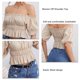 thumbnail image 5 of Camisa de manga corta abombada, jersey para mujer con ribete de volantes y cintura elástica superior Camisa abombada con ribete de volantes elaborada por expertos, 5 of 6