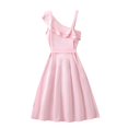 thumbnail image 3 of Mercatoo Girls One Shoulder Dress Ruffle Sleeveless Dress Kids Summer Part𝘆 Graduation Semi Formal Short Dresses, 3 of 8