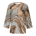 thumbnail image 5 of SELONE 3/4 Sleeve Tops for Women Plus Size Three-Quarter Sleeve Tops Blouses Regular Fit T Shirts Pullover Tees Tops Abstract Print T-Shirts Crew Neck Tops Casual Blouses Button Down T Shirts Khaki XL, 5 of 5