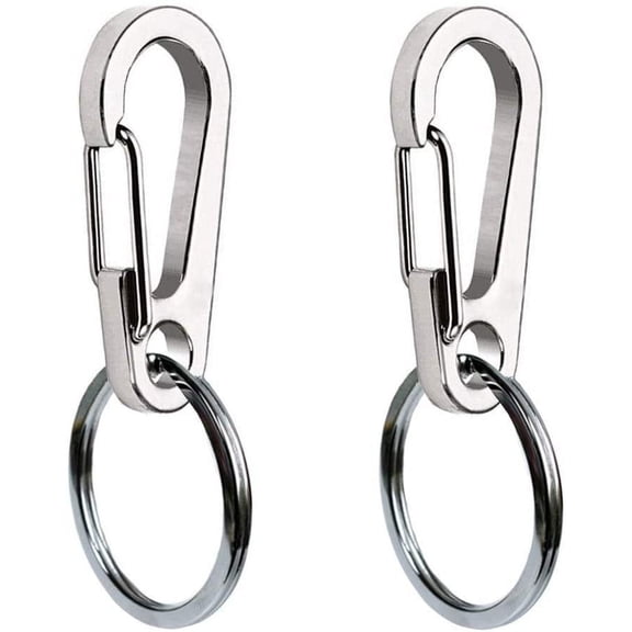 QUTETN Dog Tag Clips / 2 Pack/Multiple Size 304 Stainless Steel Quick Clip with Rings/Easy Change Dog Cat ID Tag Holder for Small pet Collars and Harnesses