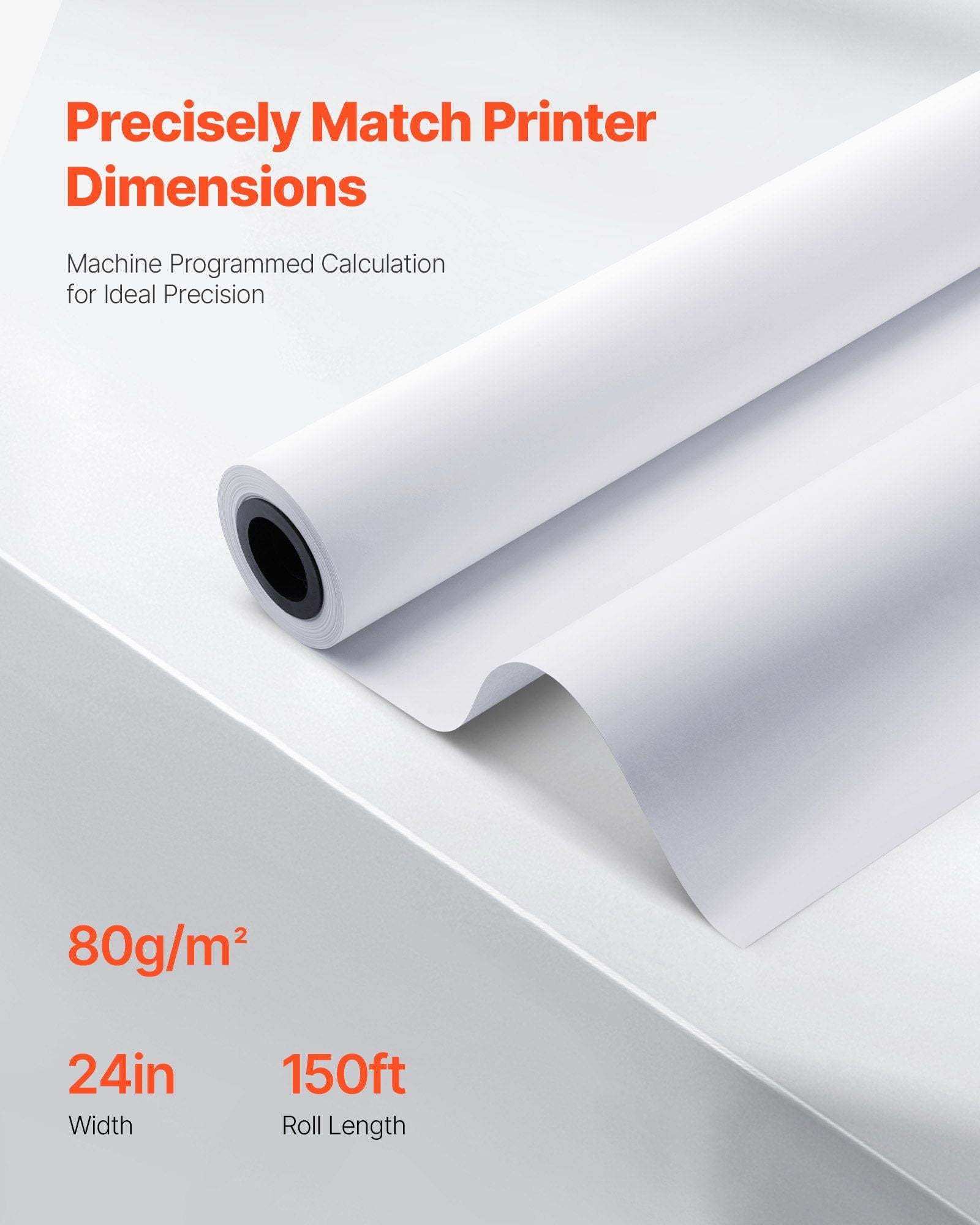 CAFORKP 2-Roll Wide Format Plotter Paper, 24"x150', CAD Bond 20lb for Engineering Drawings