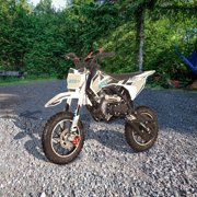 SYX MOTO 58cc Kids Mini Dirt Bike - 4-Stroke Gas Pit Bike, Pull Start, Off-Road Bike for Boys & Girls, Black/White