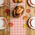 thumbnail image 5 of Fall Orange Blue Pumpkins Table Runner - 36 Inch Long Thanksgiving Harvest Pink Plaid Cotton and Linen Blended Dress Scarves Farmhouse Table Runner for Kitchen Dining, Coffee Table, 13" x 36", 5 of 8