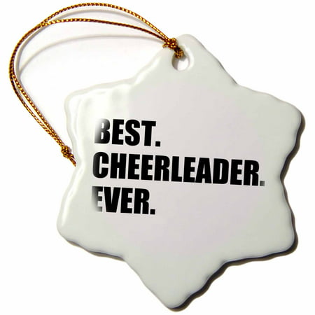 3dRose Best Cheerleader Ever - text - greatest head or team cheerleading girl, Snowflake Ornament, Porcelain,