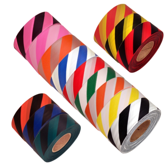 Safety Striped Flagging Tape 13/16" NonAdhesive Plastic Ribbon