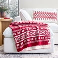 thumbnail image 3 of Better Homes & Gardens Cozy Knit Fair Isle Couch Throw Blanket, Red, 50 x 72 in, 3 of 9