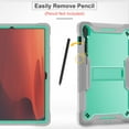 thumbnail image 5 of Case for Samsung Galaxy Tab S10 FE Plus 13.1" 2025 SM-X620/SM-X626/SM-X626B, Heavy Duty Shockproof Rugged Case with Stylus Holder & Built-in Stand Cover for Kids Girls Boys, Green, 5 of 8