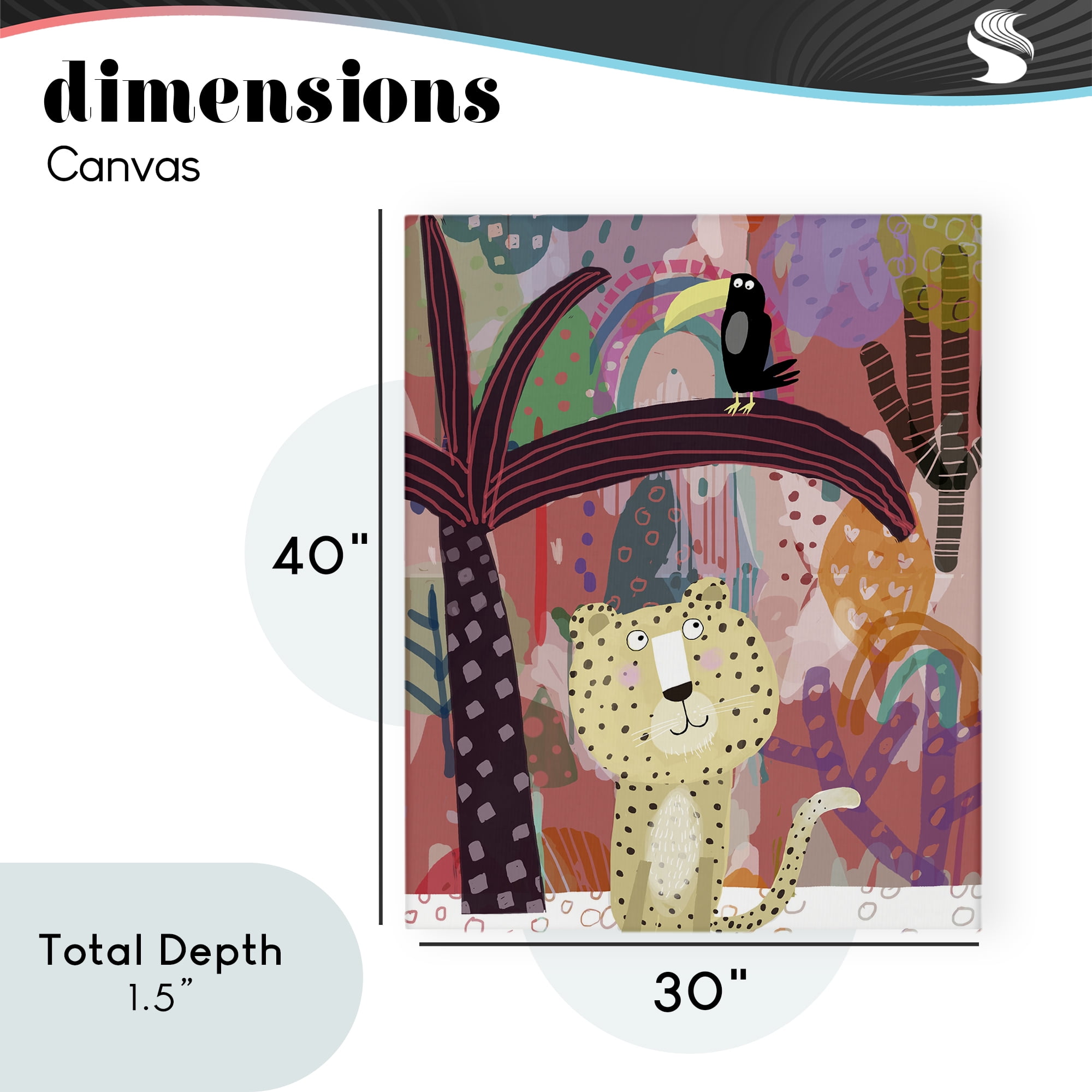 Whimsical Cheetah & Toucan Canvas Wall Art, design by Carla Daly