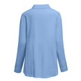 thumbnail image 3 of Ladies Tops And Blouses, Women'S Loose Casual Solid Lapel V Neck Long Sleeve Button Down Linen Shirt Lightweight Tops Tank For Women Cute Summer Tops White Tops Tunic Tops (S, Blue) ZMTing, 3 of 5