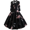 thumbnail image 2 of IROINNID Long Sleeve Dress for Women Mid-Length A-Line Dress Festive Mesh Polka Embroidery Trumpet Sleeve Patchwork Vintage Dress,Black, 2 of 9