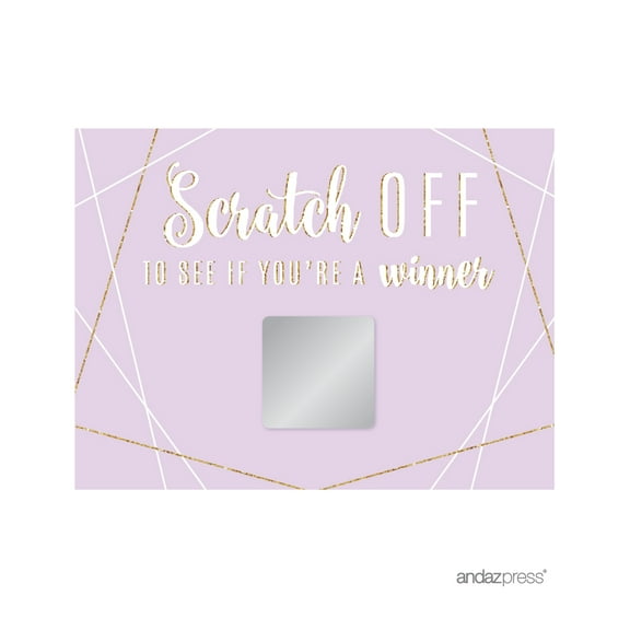 Signature Lavender, White, Gold Glittering Party, Game Cards Scratchers Scratch to Win, 30-Pack